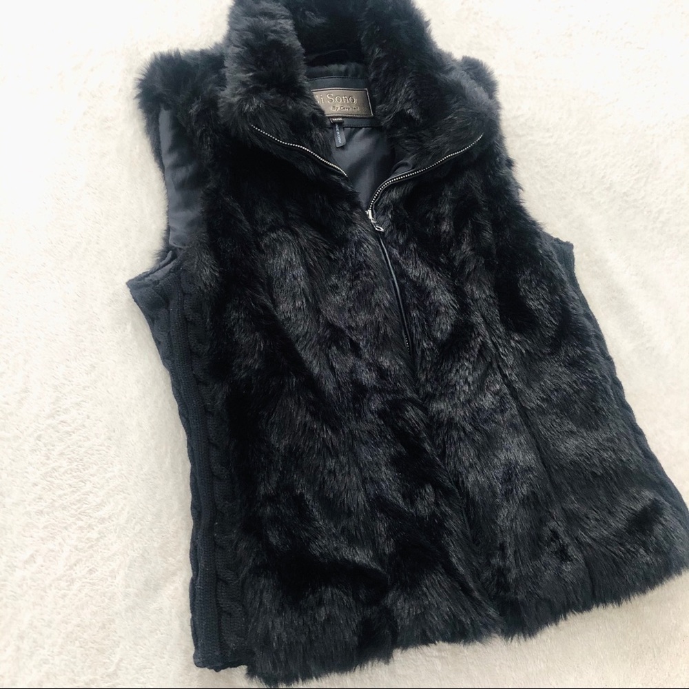 Black Faux Fur Vest - Picture 4 of 8